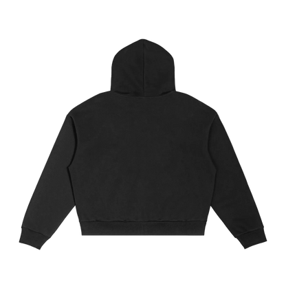 Contrast Plaid Boxy Zip Hoodie