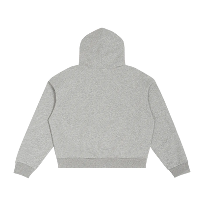 Contrast Plaid Boxy Zip Hoodie